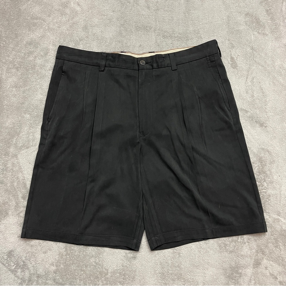 Tommy Bahama Black Pleated Shorts Men Size 36 Silk Blend Solid Casual Beach
